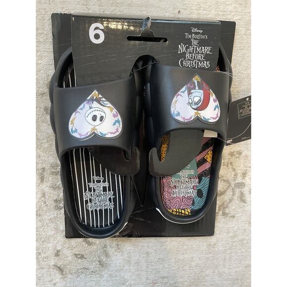 Disney The Nightmare Before Christmas Jack And Sally Women's Slides Size 6 NEW - Picture 1 of 2